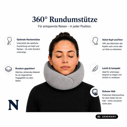 Endlich erholt ankommen – 360° Reisekissen mit Rundum-Komfort – AI GENERATED / KI-GENERIERT